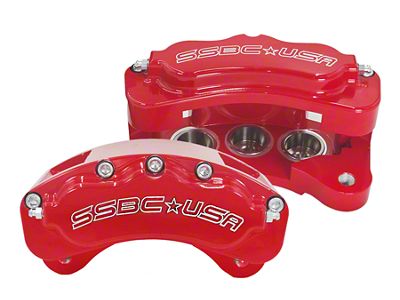 SSBC-USA B6-Brawler LT Front 6-Piston Direct Fit Caliper and Ceramic Brake Pad Upgrade Kit; Red Calipers (07-18 Silverado 1500)