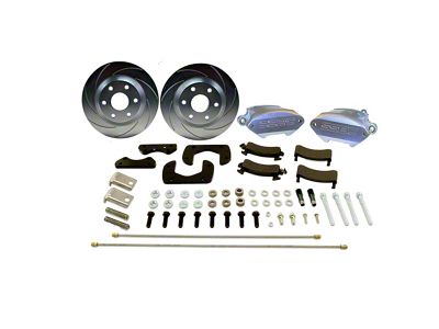 SSBC-USA Super Truck R1 Rear Disc Brake Conversion Kit with Built-In Parking Brake Assembly; Zinc Calipers (05-13 Silverado 1500 w/ Rear Drum Brakes)