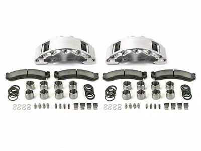 SSBC-USA Barbarian Front 8-Piston Direct Fit Caliper and Semi-Metallic Brake Pad Upgrade Kit with Cross-Drilled Slotted Rotors; Clear Anodized Calipers (20-25 Silverado 2500 HD)
