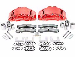 SSBC-USA Barbarian Front 8-Piston Direct Fit Caliper and Semi-Metallic Brake Pad Upgrade Kit; Red Calipers (20-26 Silverado 2500 HD)