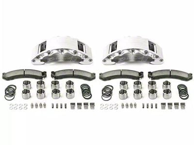 SSBC-USA Barbarian Rear 8-Piston Direct Fit Caliper and Semi-Metallic Brake Pad Upgrade Kit; Clear Anodized Calipers (11-25 Silverado 2500 HD)