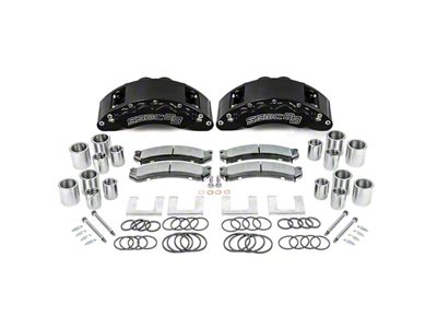 SSBC-USA Barbarian Rear 8-Piston Direct Fit Caliper and Semi-Metallic Brake Pad Upgrade Kit; Black Calipers (11-24 Silverado 2500 HD)