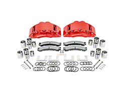 SSBC-USA Barbarian Rear 8-Piston Direct Fit Caliper and Semi-Metallic Brake Pad Upgrade Kit; Red Calipers (11-26 Silverado 2500 HD)