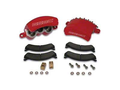 SSBC-USA Tri-Power Front 3-Piston Quick Change Caliper and High Performance Brake Pad Upgrade Kit; Red (01-06 Silverado 3500 HD)