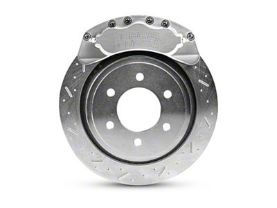 SSBC-USA B6-Brawler Rear 6-Piston Direct Fit Caliper and Semi-Metallic Brake Pad Upgrade Kit with Cross-Drilled Slotted Rotors; Clear Anodized Calipers (07-20 4WD Tahoe)