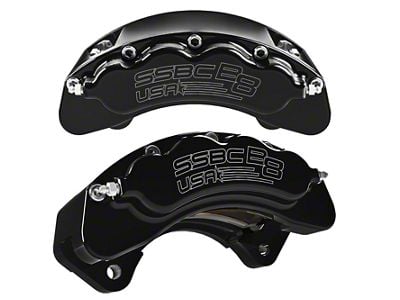 SSBC-USA B8-Brawler Front 8-Piston Direct Fit Caliper and Semi-Metallic Brake Pad Upgrade Kit; Black Calipers (07-20 4WD Tahoe)