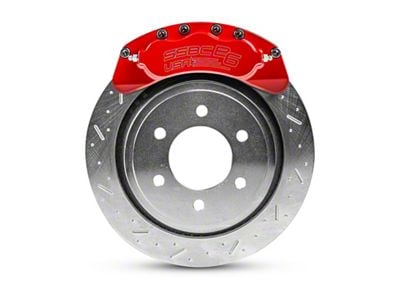 SSBC-USA B6-Brawler Rear 6-Piston Direct Fit Caliper and Semi-Metallic Brake Pad Upgrade Kit; Red Calipers (07-20 4WD Yukon)