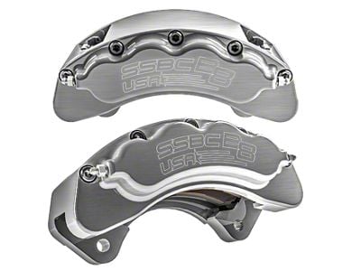 SSBC-USA B8-Brawler Front 8-Piston Direct Fit Caliper and Semi-Metallic Brake Pad Upgrade Kit; Clear Anodized Calipers (07-20 4WD Yukon)