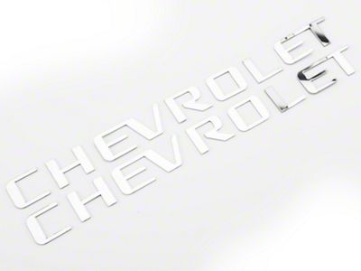 CHEVROLET Bed Rail Letter Insert Trim; Stainless Steel (14-18 Silverado 1500 Crew Cab w/ 5.80-Foot Short Box)