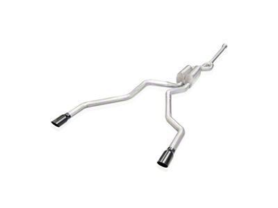 Stainless Works Legend Series Dual Exhaust System with Black Tips; Factory Connect; Rear Exit (21-24 5.0L F-150)