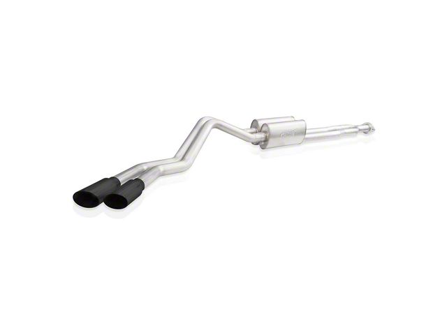 Stainless Works Legend Series Dual Exhaust System with Black Tips; Same Side Exit (20-24 6.6L Gas Sierra 2500 HD)