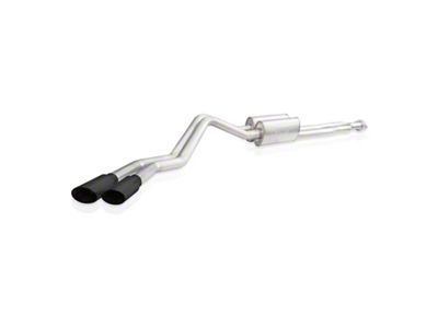 Stainless Works Redline Series Dual Exhaust System with Black Tips; Same Side Exit (20-25 6.6L Gas Sierra 2500 HD)