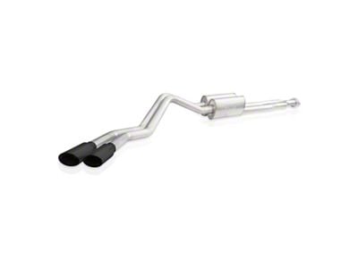 Stainless Works Redline Series Dual Exhaust System with Black Tips; Same Side Exit (20-24 6.6L Gas Sierra 3500 HD)