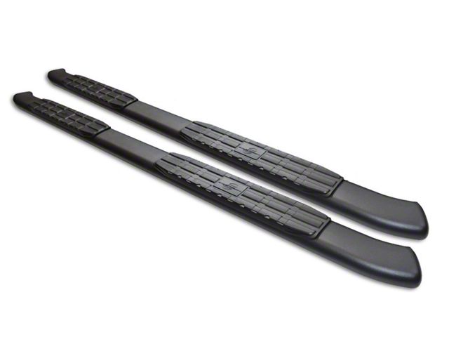 4X Series 4-Inch Oval Side Step Bars; Rocker Mount; Black (07-13 Sierra 1500 Extended Cab, Crew Cab)