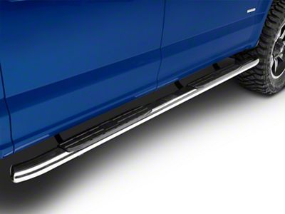 4X Series 4-Inch Oval Side Step Bars; Stainless Steel (15-24 F-150 SuperCab, SuperCrew)