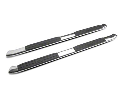 4X Series 4-Inch Oval Side Step Bars; Rocker Mount; Stainless Steel (14-18 Silverado 1500 Double Cab, Crew Cab)