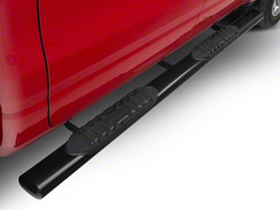 5-Inch Straight Oval Side Step Bars; Semi-Gloss Black (19-24 RAM 1500 Crew Cab)