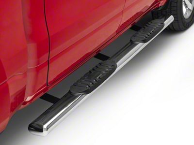 5-Inch Straight Oval Side Step Bars; Stainless Steel (19-24 RAM 1500 Crew Cab)