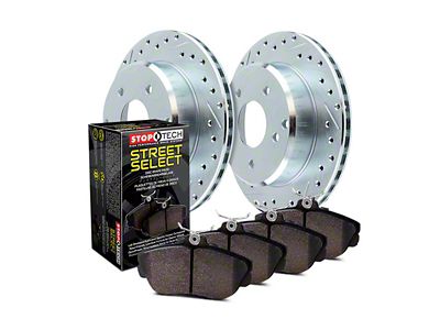 StopTech Sport Axle Drilled and Slotted 5-Lug Brake Rotor and Pad Kit; Front (05-11 Dakota)