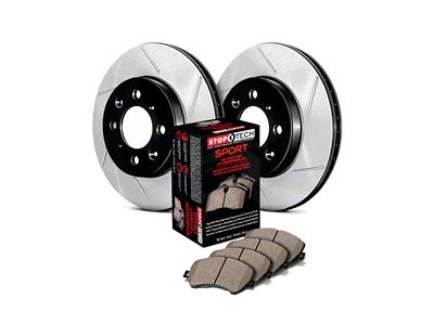 StopTech Sport Axle Slotted 5-Lug Brake Rotor and Pad Kit; Front (05-11 Dakota)