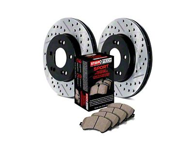 StopTech Sport Axle Slotted and Drilled 5-Lug Brake Rotor and Pad Kit; Front (05-11 Dakota)