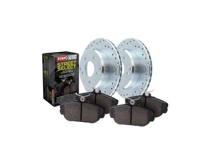 StopTech Sport Axle Drilled and Slotted 5-Lug Brake Rotor and Pad Kit; Front (Late 00-03 F-150 Lightning)