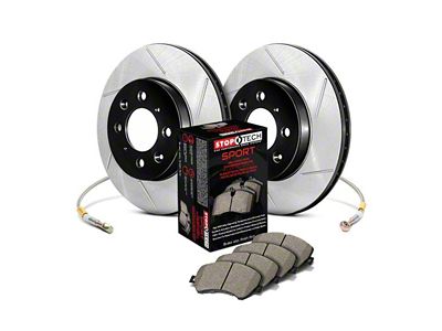 StopTech Sport Axle Slotted 5-Lug Brake Rotor and Pad Kit; Front (Late 00-03 2WD F-150)