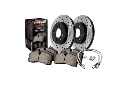 StopTech Sport Axle Drilled 6-Lug Brake Rotor and Pad Kit; Front (04-08 2WD F-150)