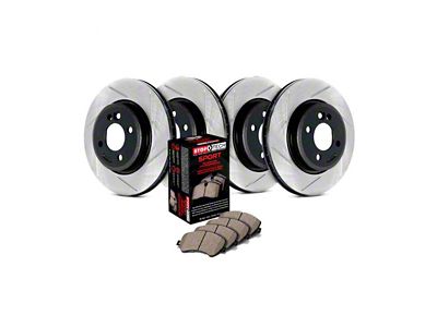 StopTech Sport Axle Slotted 5-Lug Brake Rotor and Pad Kit; Front and Rear (Late 00-03 F-150 Lightning)