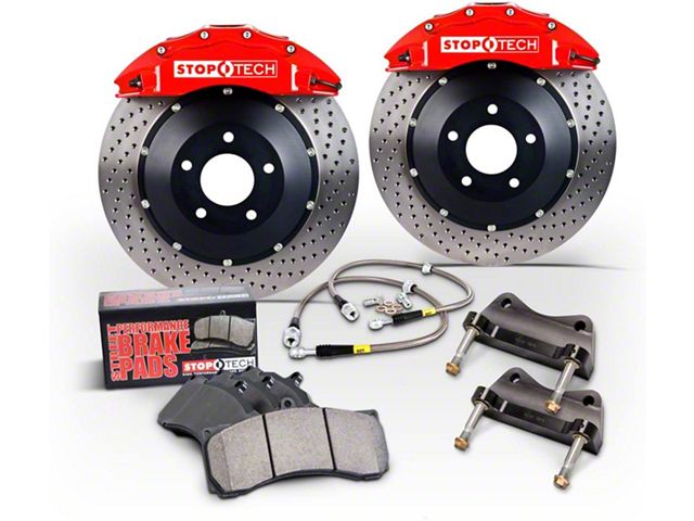 StopTech ST-40 Trophy Sport Drilled 2-Piece 5-Lug Front Big Brake Kit; Silver Calipers (99-03 4WD F-150)