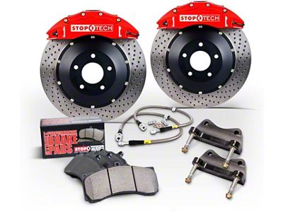StopTech ST-40 Trophy Sport Slotted Coated 2-Piece 5-Lug Front Big Brake Kit; Silver Calipers (99-03 4WD F-150)