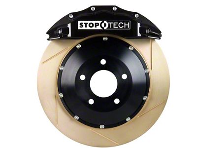StopTech ST-60 Performance Slotted Coated 2-Piece 6-Lug Front Big Brake Kit; Black Calipers (04-08 2WD F-150)