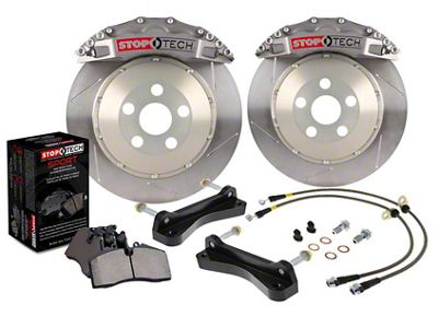 StopTech ST-60 Trophy Sport Drilled Coated 2-Piece 6-Lug Front Big Brake Kit; Silver Calipers (04-08 2WD F-150)