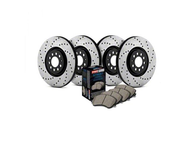 StopTech Street Axle Drilled 6-Lug Brake Rotor and Pad Kit; Front and Rear (04-08 2WD F-150)