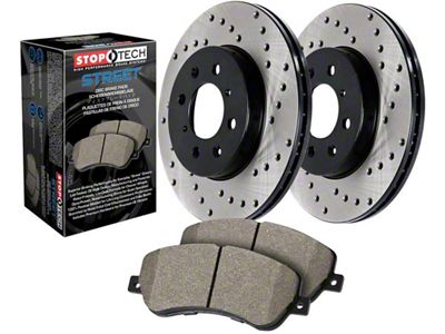 StopTech Street Axle Drilled 6-Lug Brake Rotor and Pad Kit; Front (10-20 F-150)