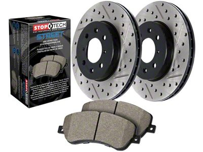 StopTech Street Axle Drilled and Slotted 6-Lug Brake Rotor and Pad Kit; Front (10-20 F-150)