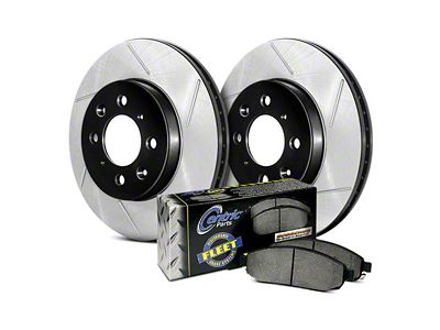 StopTech Truck Axle Slotted 8-Lug Brake Rotor and Pad Kit; Front (12-22 4WD F-250 Super Duty)