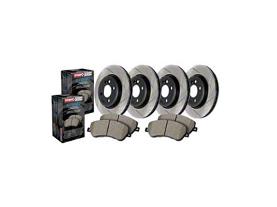 StopTech Street Axle Slotted 8-Lug Brake Rotor and Pad Kit; Front and Rear (12-22 4WD F-350 Super Duty SRW)