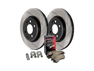 StopTech Street Axle Slotted 8-Lug Brake Rotor and Pad Kit; Front (10/22/12-22 2WD F-350 Super Duty DRW)