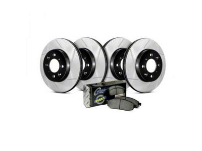 StopTech Truck Axle Slotted 8-Lug Brake Rotor and Pad Kit; Front and Rear (12-22 4WD F-350 Super Duty SRW)