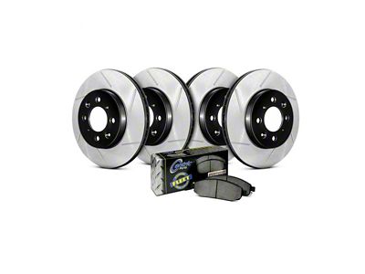 StopTech Truck Axle Slotted 8-Lug Brake Rotor and Pad Kit; Front and Rear (10/22/12-22 4WD F-350 Super Duty DRW)