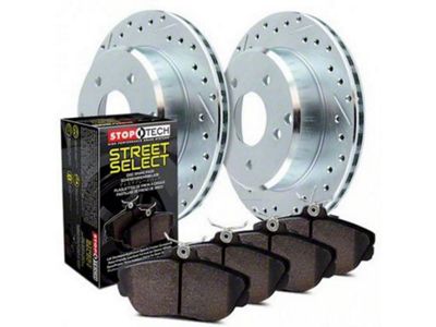 StopTech Sport Axle Drilled and Slotted 6-Lug Brake Rotor and Pad Kit; Front and Rear (14-18 Sierra 1500)