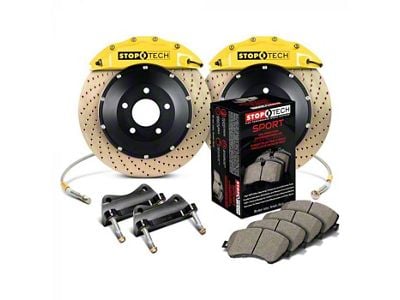 StopTech ST-60 Performance Drilled Coated 2-Piece Front Big Brake Kit with 380x35mm Rotors; Yellow Calipers (15-16 Sierra 1500)