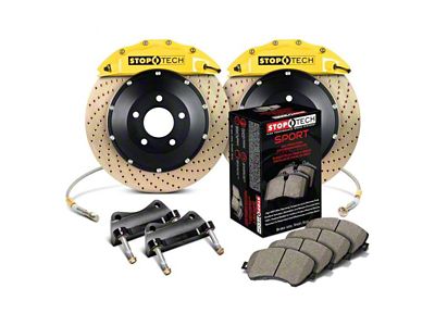 StopTech ST-60 Performance Drilled Coated 2-Piece Rear Big Brake Kit; Yellow Calipers (07-13 Sierra 1500)