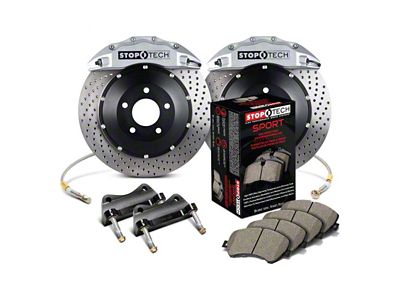 StopTech ST-60 Performance Drilled 2-Piece Rear Big Brake Kit; Silver Calipers (07-13 Sierra 1500)