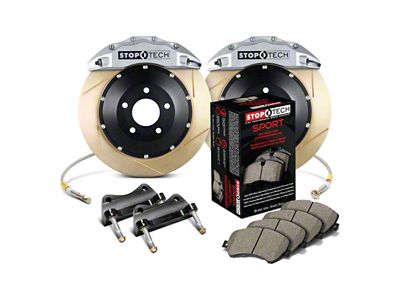 StopTech ST-60 Performance Slotted Coated 2-Piece Front Big Brake Kit with 380x32mm Rotors; Silver Calipers (99-06 Sierra 1500)