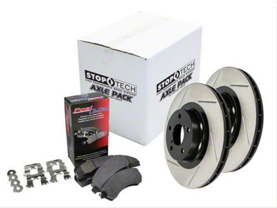 StopTech Street Axle Slotted 6-Lug Brake Rotor and Pad Kit; Front (05-06 Sierra 1500 w/ Rear Drum Brakes; 07-18 Sierra 1500)