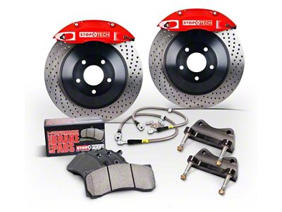 StopTech Touring Drilled 1-Piece Front Big Brake Kit; Yellow Calipers (09-18 Sierra 1500)