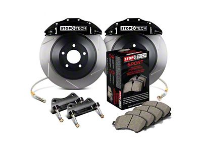StopTech Touring Slotted 1-Piece Front Big Brake Kit; Black Calipers (09-18 Sierra 1500)