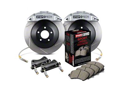 StopTech Touring Slotted 1-Piece Front Big Brake Kit; Silver Calipers (09-18 Sierra 1500)